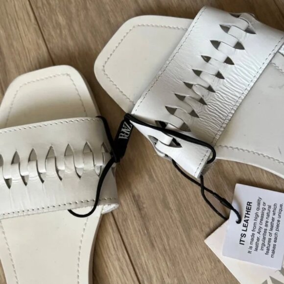 Zara Woven Flat Leather Sandals EUR 37 - Picture 9 of 10